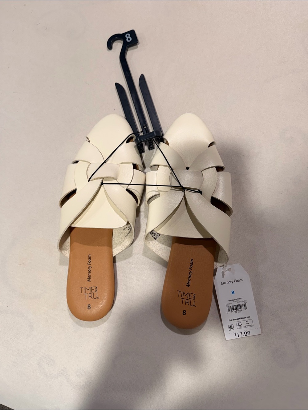 Time and Tru Cream Braided Slide Mules